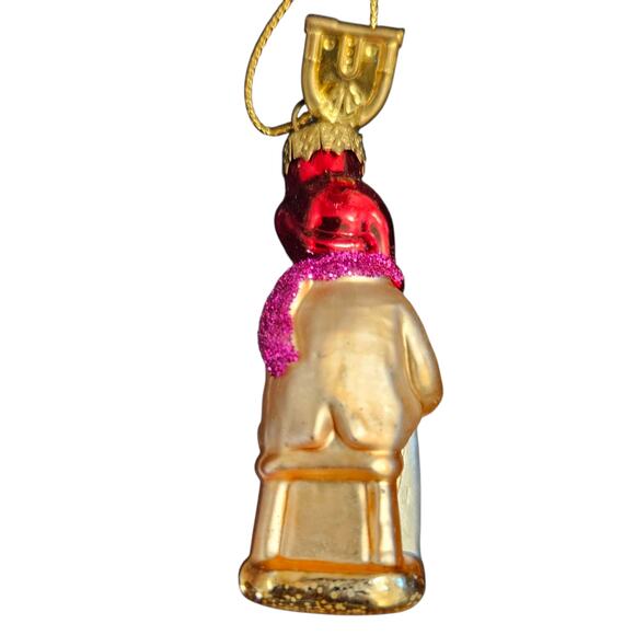 Christopher Radko 2.5" Girl on Sled Glass Ornament Red Scarf Vintage Poland - Picture 3 of 6